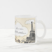 Springtime i det Paris Eiffel torn Kaffe Koppar