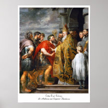 St Ambrose och kejsare Theodosius Paul Rubens Affisch