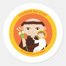 St Anthony av Padua Rund Klistermärke