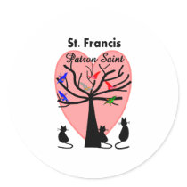 St Francis skyddshelgon--Unika Tree och djur Runda Klistermärken