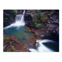 St Mary nedgångar i glaciärnationalpark in Vykort