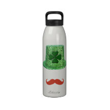 St patrick's daygnistrahatt & ingefäramustasch återanvändningsbar vattenflaska