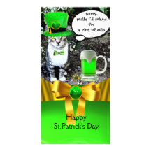 ST PATRICK'S DAYKATT, GRÖN IRLÄNDSK ÖL, GULD- PILB FOTOKORT MALL