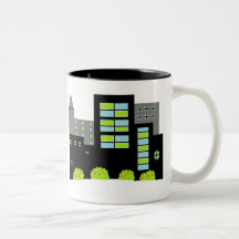 Stad Scape Kaffe Koppar