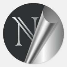Stålsätta PeelMonogram "N ", Rund Klistermärke