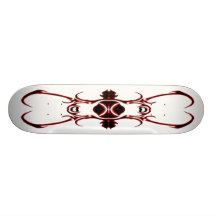 Stam- svart tatueringarmmusikband som är rött och skate decks