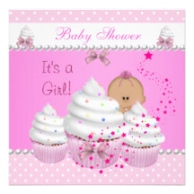 Stänk för muffin för gullig flicka för baby shower skräddarsydda inbjudan