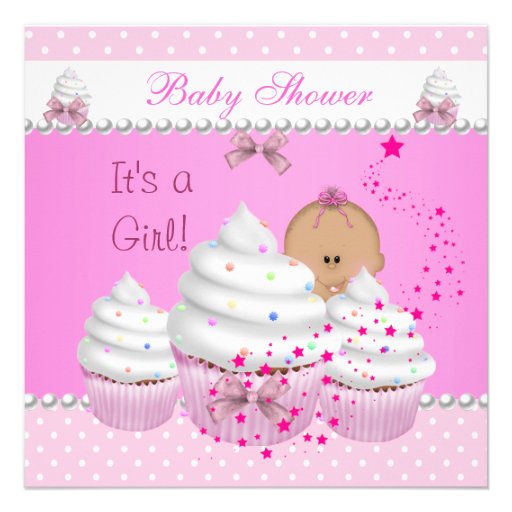 Stänk för muffin för gullig flicka för baby shower skräddarsydda inbjudan