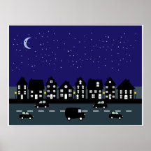 Starlit gata på nattillustrationaffischen
