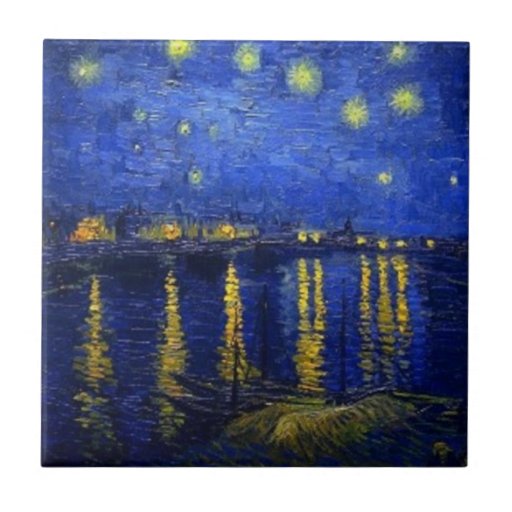 Starry natt över Rhonen av Vincent Van Gogh Kakelplatta Av Kerami
