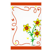 stationära rött och gula blommor brevpapper design