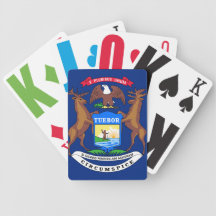 Statlig flagga av Michigan som leker kort Kortlek