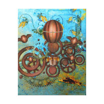Steampunk CollageAqua & förkopprar kanfastrycket Kanvastryck