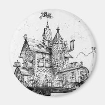 Steampunk flyg- hus av Albert Robida Magneter