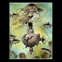 Steampunk manet vykort