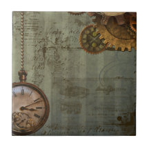 Steampunk Time maskin Kakelplatta Av Kerami