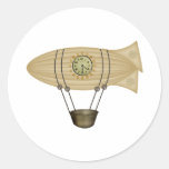 steampunkzeppelinairship rund klistermärke