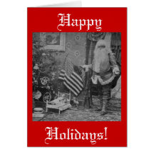 Stereoview Santa & amerikanska flagganjul Hälsnings Kort