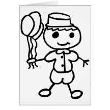 Stickman ballongpojke hälsnings kort