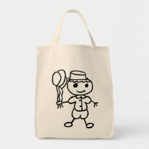 Stickman ballongpojke tote bags