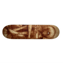 Stiger ombord den ledsna och tysta pojken illustre skateboard deck