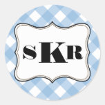 Stil för land för brev för monogram för blåttgingh klistermärken