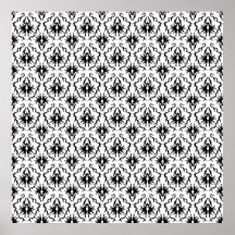 Stilfull damastast design, svart och White. Print