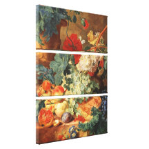 Stilleben med blommor och tilldelad frukt~ TBA! Sträckta Canvas Tryck