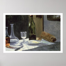 Stilleben med flaskor, 1859 (olja på kanfas) affisch