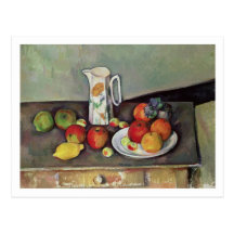 Stilleben med mjölktillbringaren och frukt, c.1886 vykort