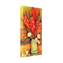 Stilleben med röda gladiolas av Vincent Van Gogh Sträckt Kanvastryck