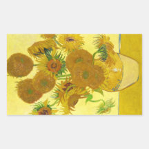 Stilleben - vas med femton solrosor Van Gogh Retangel Klistermärke