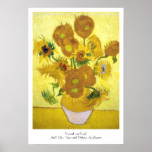 Stilleben - vas med femton solrosor Van Gogh Print
