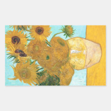 Stilleben - vas med tolv solrosor Van Gogh Rektangelformat Klistermärke