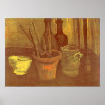 StillebenPaintbrushes i en kruka Vincent Van Gogh Posters