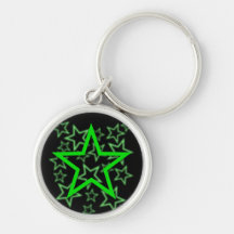 Stjärna gröna Keychain Nyckelring