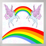 Stjärnor för regnbågar för Unicorns för vintage fö Affisch