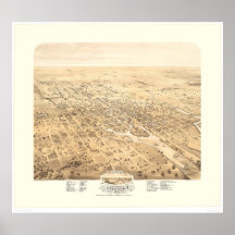 Stockton panorama- karta 1870 (återställd 1667A) f Print
