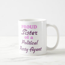 Stolt syster av en politiskt partiagent kaffe kopp