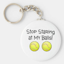Stoppa att stirra på min bollar (tennisbollar) nyckel ringar