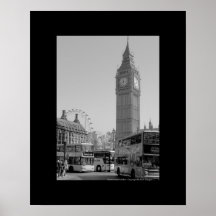 Stora Ben och Westminster London svartvit konst Print