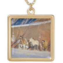 Stora Hornberg, hästar som är rinnande i snön Anpassningsbar Halsband