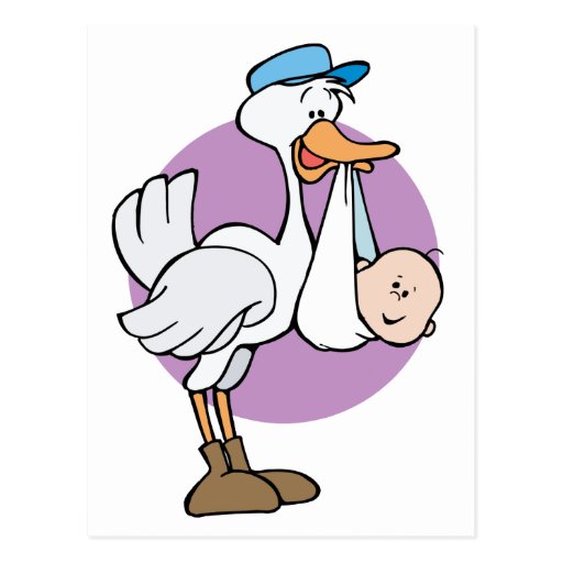 Stork med babyen vykort