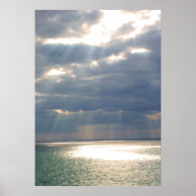Strålar från himmel över hav print