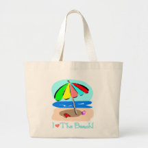 Strandparaplykärlek som strandtotot hänger lös tote bag