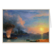 Striden av Bomarsund Ivan Aivazovsky sjölandskap Hälsningskort