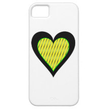 striped heart yellow, green and black iPhone 5 cover