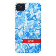 Struktur för personligblåttvatten - röd namn brick iPhone 4 Case-Mate cases