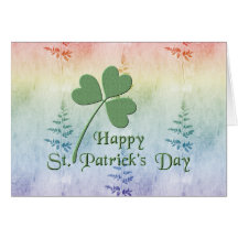 Sts Patrick Shamrock för regnbåge för dag~ Kort