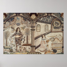 Stumpwork som visar Charles mig och Charles II Print